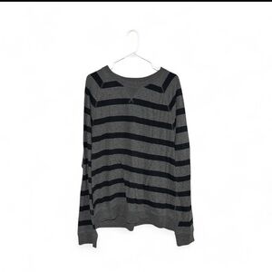 Old Navy Men's XXL Gray Black Striped Crew Neck Pullover